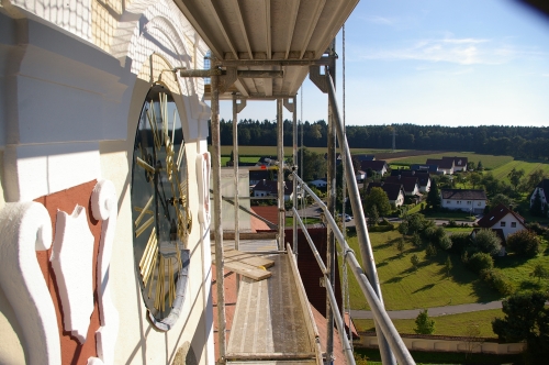 Barockkirche Sieen, Baugerst am Kirchturm